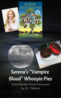 Serena’s “Vampire Blood” Whoopie Pies, from Murder Once Removed by S.C. Perkins