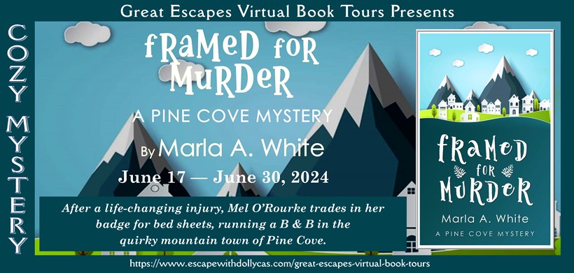 Prize 1: $10 Amazon Gift Card; Prize 2: 5 ePub copies of Framed For Murder (A Pine Cove Mystery) by Marla A. White